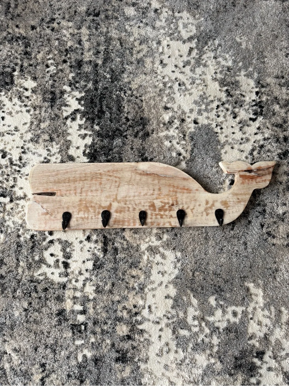 Rustic Whale Wall Hook - Natural Real Wood